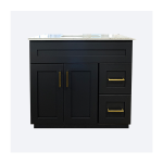 37″ Navy Blue Vanity with Drawers on the Right Side