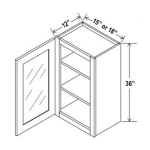* 36"H Wall Cabinets With Single Glass Door