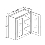 * 30"H Wall Cabinets With Double Glass Doors