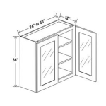 * 36"H Wall Cabinets With Double Glass Doors