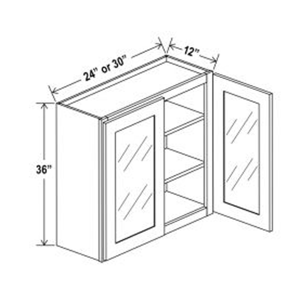 * 36"H Wall Cabinets With Double Glass Doors