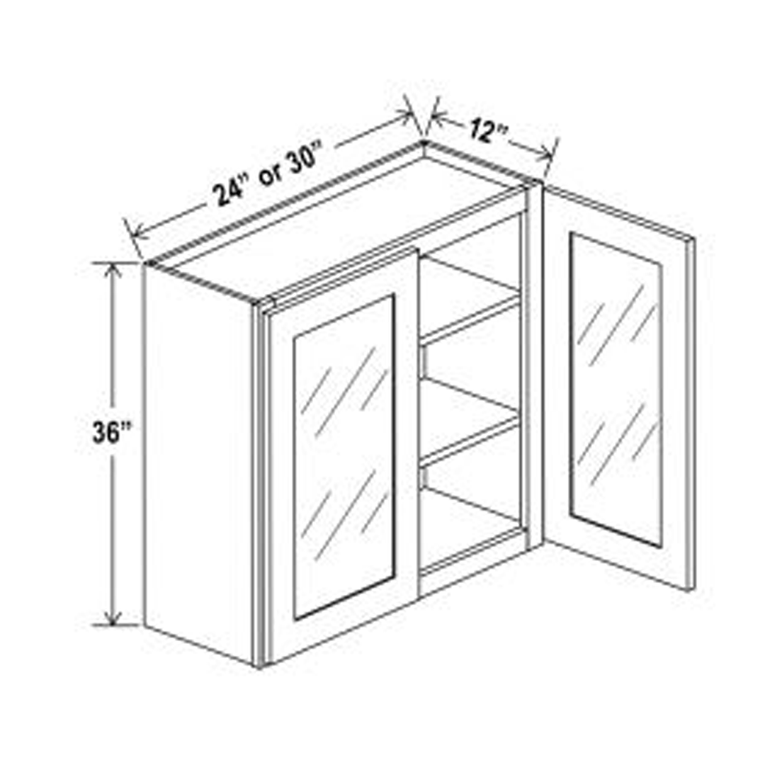W2436-3036GD ed1 * 36"H Wall Cabinets With Double Glass Doors - Image 1