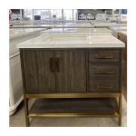 Altair Wildy Bathroom Vanity with White Composite Stone Top without Mirror - 36 inch. - Black Oak + Brushed Gold Hardware - Image 6