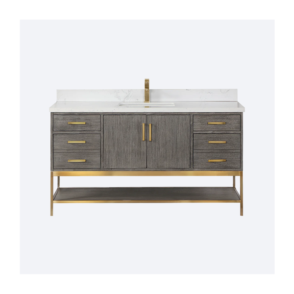Wildy 60" Classical Grey Single Bathroom Vanity