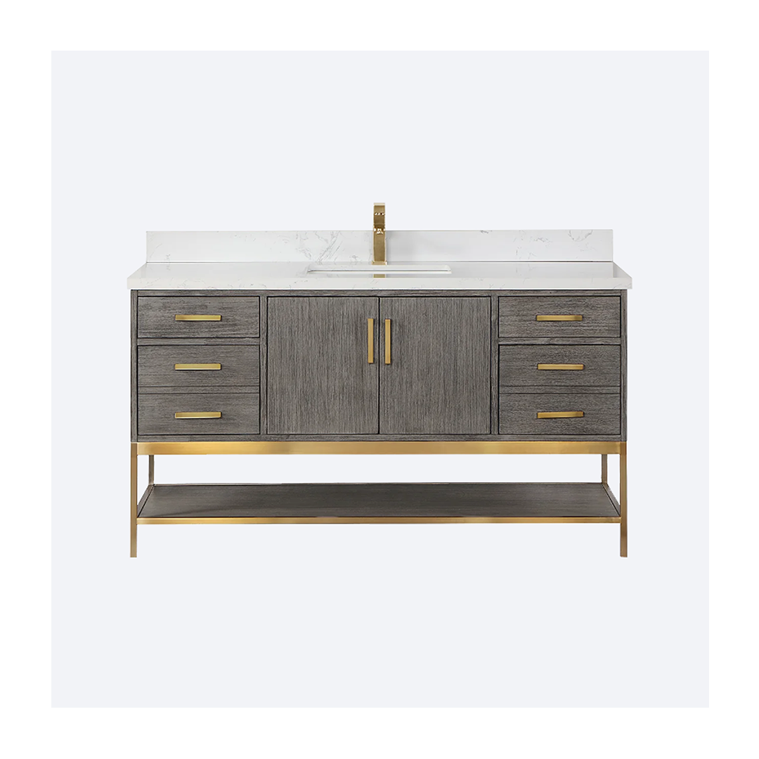 Wildy 60 ed1 Wildy 60" Classical Grey Single Bathroom Vanity - Image 1
