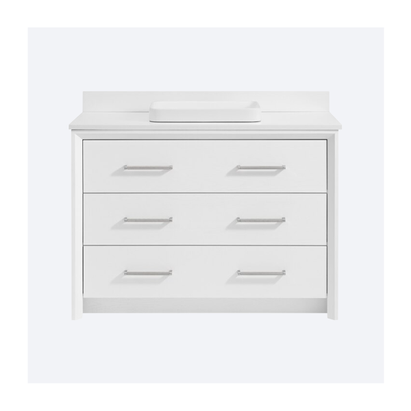 Greentouch Home Knowell 48-in White Oak Semi-recessed Single Sink Bathroom Vanity with Pure White Engineered Stone Top
