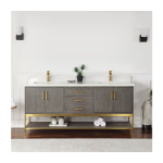 Altair Wildy 60" Classical Grey Freestanding Double Bathroom Vanity Set With Mirror, Stylish Composite Grain White Stone Top, Two Rectangular Undermount Ceramic Sinks, Overflow, and Backsplash - Image 4