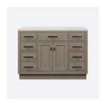 Chestnut 48 In. Single Sink Pre-Assembled Mid-Century Style Bathroom Vanity With 1" Carrara White Marble Top