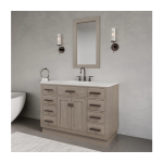 Chestnut 48 In. Single Sink Pre-Assembled Mid-Century Style Bathroom Vanity With 1" Carrara White Marble Top - Image 3