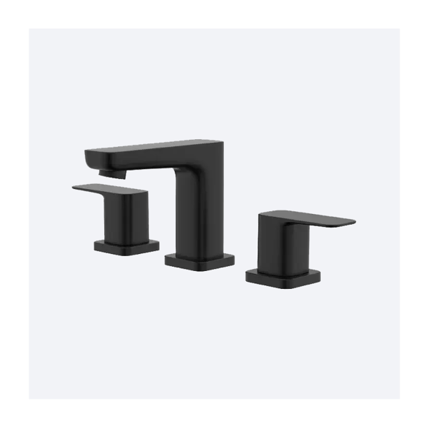Matte Black Two Handle Bathroom Sink Faucet - Angular Spout – Model A-7014-BL