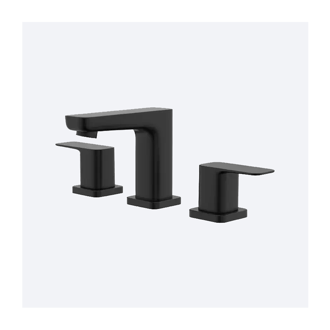 A-7014-BL edd1 Matte Black Two Handle Bathroom Sink Faucet - Angular Spout – Model A-7014-BL - Image 1