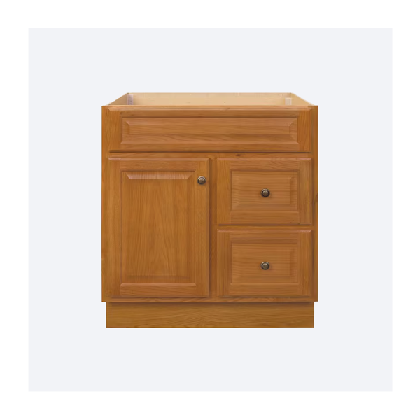 Hampton 30 in. Bathroom Vanity Cabinet without Top in Oak