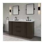 Oxford 60 In. Double Sink Pre-Assembled Mid-Century Style Bathroom Vanity With 1" Carrara White Marble Countertop - Image 4