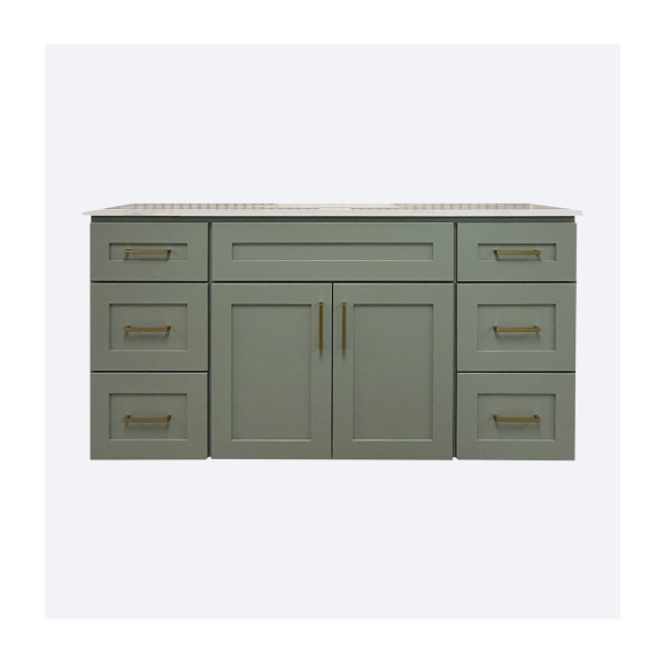 60" Green 1-Sink 6-Drawers Vanity