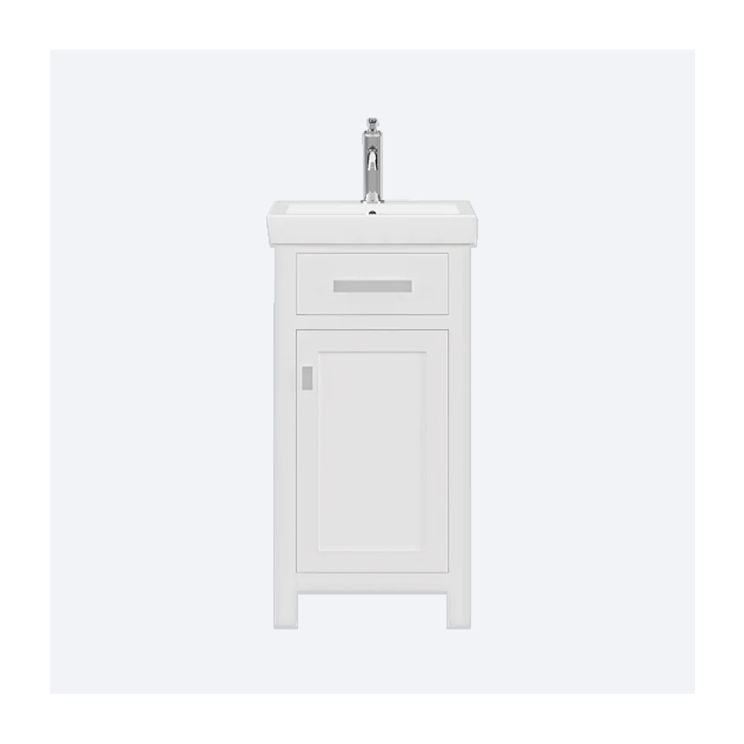 Mia 18 In. White ed1 Mia 18 In. Single Integrated Rectangular Ceramic Sink Pre-Assembled Transitional Style Bathroom Vanity - Image 1