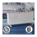 72‑Inch Rolling Tool Chest with 15 Drawers & Solid Wood Top – Heavy‑Duty Mobile Tool Cabinet with Lockable Wheels – Garage Workbench Storage Organizer - Image 2