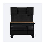 Model #H56ULTWSMB  56 in. W x 27.6 in. D 10-Drawer Matte Black Heavy-Duty Mobile Workbench with Pegboard and Top Cabinets