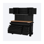 Model #H56ULTWSMB  56 in. W x 27.6 in. D 10-Drawer Matte Black Heavy-Duty Mobile Workbench with Pegboard and Top Cabinets - Image 2