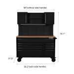 Model #H56ULTWSMB  56 in. W x 27.6 in. D 10-Drawer Matte Black Heavy-Duty Mobile Workbench with Pegboard and Top Cabinets - Image 4