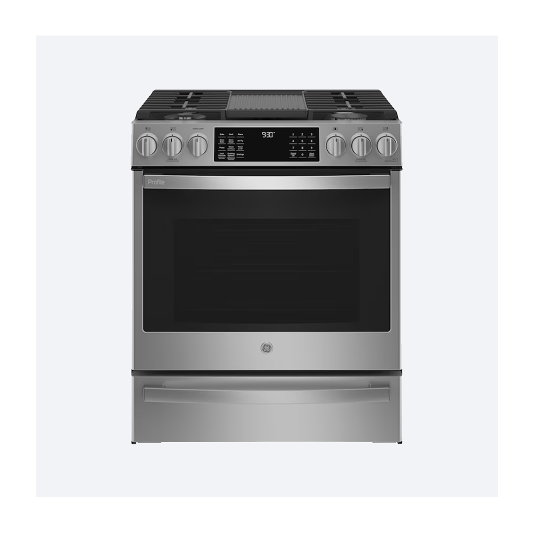 PGS930YPFS ed1 GE Profile 30-in 5 burners 5.6-cu ft Air Fry Convection Oven Slide-In Natural Gas Range Model #PGS930YPFS - Image 1