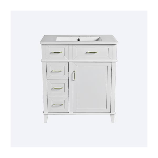 Iseryn Bath Vanity 30-in White Undermount Single Sink White Ceramic Top