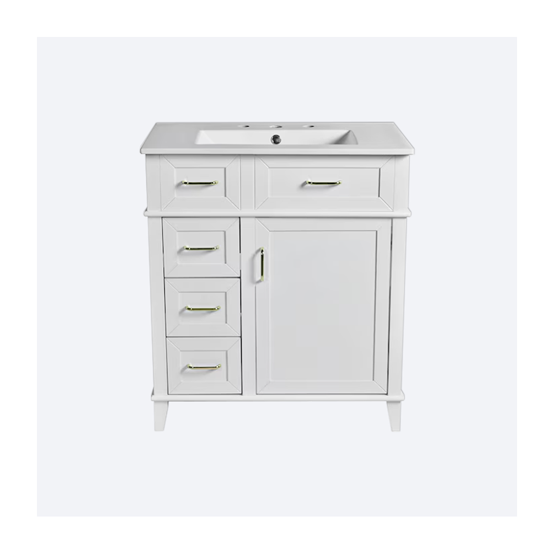 30-in White Undermount Single Sink ed1 Iseryn Bath Vanity 30-in White Undermount Single Sink White Ceramic Top - Image 1
