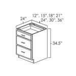 * Three Drawer Base Cabinets Hickory Shaker - Image 2