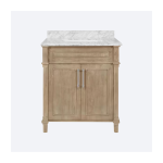 Aberdeen 30 in. Single Sink Freestanding Antique Oak Bath Vanity with Carrara Marble Top