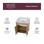 Aberdeen 30 in. Single Sink Freestanding Antique Oak Bath Vanity with Carrara Marble Top - Image 2