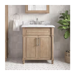 Aberdeen 30 in. Single Sink Freestanding Antique Oak Bath Vanity with Carrara Marble Top - Image 4