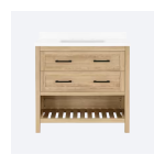 Autumn 36 in. Single Sink Freestanding Weathered Tan Bath Vanity with White Engineered Stone Top