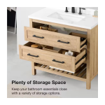 Autumn 36 in. Single Sink Freestanding Weathered Tan Bath Vanity with White Engineered Stone Top - Image 4