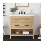 Autumn 36 in. Single Sink Freestanding Weathered Tan Bath Vanity with White Engineered Stone Top - Image 5