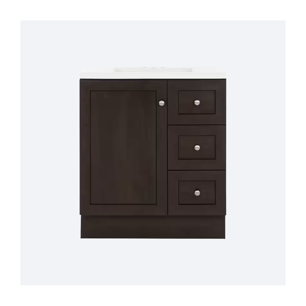 Bannister 31 in. Single Sink Dusk Freestanding Bath Vanity with White Cultured Marble Top