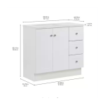 Bannister 37 in. Single Sink White Bath Vanity with Granite-Look Colorpoint White Cultured Marble Top - Image 2