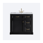 36" Bathroom Vanity with Ceramic Sink | 4 Drawers (2 Flip + 2 Pull-Out), Soft-Close Door with Adjustable Shelf & Door Rack, MDF & Rubberwood Construction for Organized Bathrooms