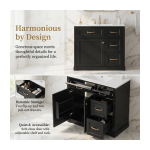 36" Bathroom Vanity with Ceramic Sink | 4 Drawers (2 Flip + 2 Pull-Out), Soft-Close Door with Adjustable Shelf & Door Rack, MDF & Rubberwood Construction for Organized Bathrooms - Image 2