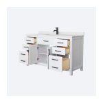 Beckett 60 in. W x 22 in. D Single Bath Vanity in White with Cultured Marble Vanity Top in White with White Basin - Image 2