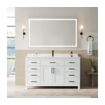 Beckett 60 in. W x 22 in. D Single Bath Vanity in White with Cultured Marble Vanity Top in White with White Basin - Image 4