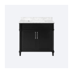 Aberdeen 36 in. Single Sink Freestanding Black Bath Vanity with Carrara Marble Top