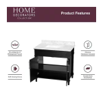 Aberdeen 36 in. Single Sink Freestanding Black Bath Vanity with Carrara Marble Top - Image 3