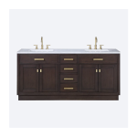 Chestnut 72 In. Double Sink Pre-Assembled Mid-Century Style Bathroom Vanity With 1" Carrara White Marble Top