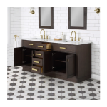 Chestnut 72 In. Double Sink Pre-Assembled Mid-Century Style Bathroom Vanity With 1" Carrara White Marble Top - Image 2