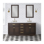 Chestnut 72 In. Double Sink Pre-Assembled Mid-Century Style Bathroom Vanity With 1" Carrara White Marble Top - Image 3