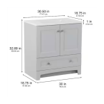 Delridge 31 in. Single Sink Pearl Gray Freestanding Bath Vanity with White Cultured Marble Top - Image 2