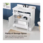 Doveton 36 in. Single Sink Freestanding White Bath Vanity with White Engineered Marble Top - Image 4