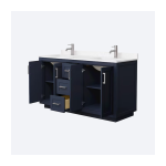 Wyndham Collection Miranda 60-in Dark Blue with Brushed Nickel Trim Undermount Double Sink Bathroom Vanity with Carrara Cultured Marble Cultured Marble Top - Image 3