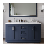 Wyndham Collection Miranda 60-in Dark Blue with Brushed Nickel Trim Undermount Double Sink Bathroom Vanity with Carrara Cultured Marble Cultured Marble Top - Image 4