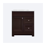 Sedgewood 30.5 in. W x 18.75 in. D x 34.375 in. H Single Sink Bath Vanity in Dark Cognac with Arctic Solid Surface Top