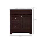 Sedgewood 30.5 in. W x 18.75 in. D x 34.375 in. H Single Sink Bath Vanity in Dark Cognac with Arctic Solid Surface Top - Image 3